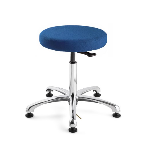 Bevco 3550E-F-BL - Versa-E 3000 Series Backless ESD-Safe Stool - Fabric - 21.5"-31.5" - ESD Mushroom Glides - Blue