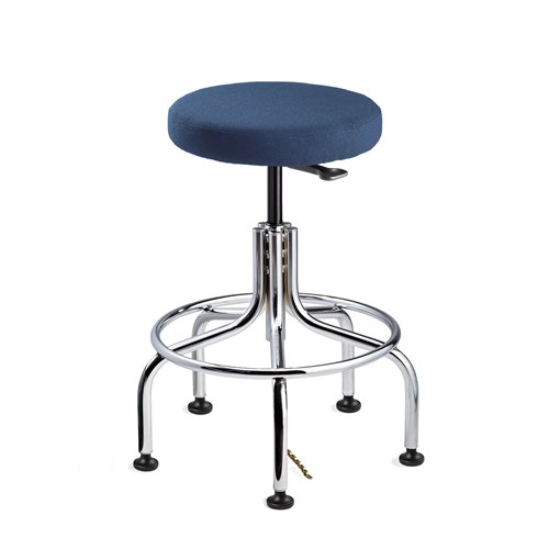 Bevco 3210E-F-NY - Versa-E 3000 Series Backless ESD-Safe Stool - Fabric - 19"-24" - ESD Mushroom Glides - Navy