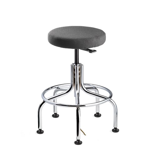 Bevco 3210E-F-GY - Versa-E 3000 Series Backless ESD-Safe Stool - Fabric - 19"-24" - ESD Mushroom Glides - Gray