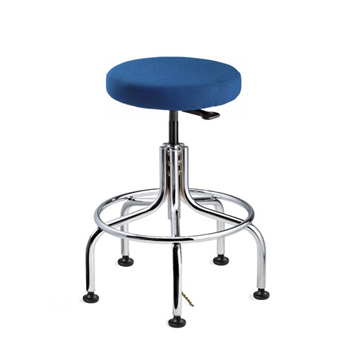 Bevco 3210E-F-BL - Versa-E 3000 Series Backless ESD-Safe Stool - Fabric - 19"-24" - ESD Mushroom Glides - Blue