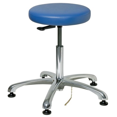 Bevco 3350E-V-BL - Versa-E 3000 Series Backless ESD-Safe Static Control Stool - Vinyl - 18.5"-26" - ESD Mushroom Glides - Blue