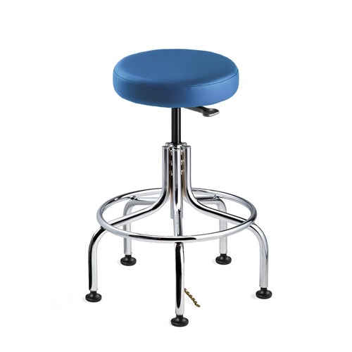 Bevco 3210E-V-BL - Versa-E 3000 Series Backless ESD-Safe Static Control Stool - Vinyl - 19"-24" - ESD Mushroom Glides - Blue