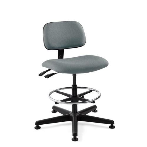 Bevco 4301-GY - Westmound 4000 Series Ergonomic Pneumatic Chair w/Articulating Tilt Seat & Back - Fabric - 19.5"-27" - Mushroom Glides - Gray