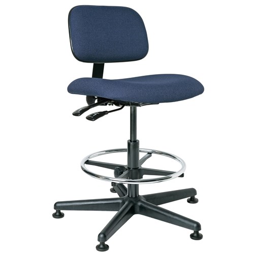 Bevco 4301-NY - Westmound 4000 Series Ergonomic Pneumatic Chair w/Articulating Tilt Seat & Back - Fabric - 19.5"-27" - Mushroom Glides - Navy