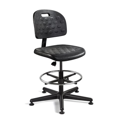 Bevco V7307MG-BK - BREVA Value-Line Poly V7 Series Ergonomic Pneumatic Chair - Polyurethane - 18"-25.75" - Mushroom Glides - Black