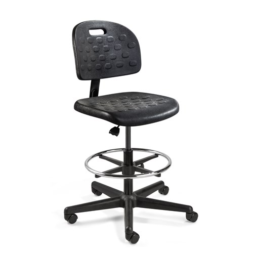 Bevco V7307CC-BK - BREVA Value-Line Poly V7 Series Ergonomic Pneumatic Chair - Polyurethane - 19"-26.75" - Carpet Casters - Black