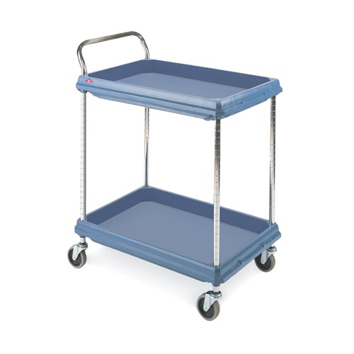 InterMetro Industries BC2030-2DMB Deep Ledge 2-Shelf Utility Cart with Microban - Blue - 20" x 30"