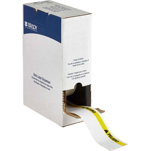 Brady BMC-2000-595-PEL All Weather Permanent Adhesive Vinyl Label Tape - 2.25" H x 4.125" W - ANSI PELIGRO Header Bulk