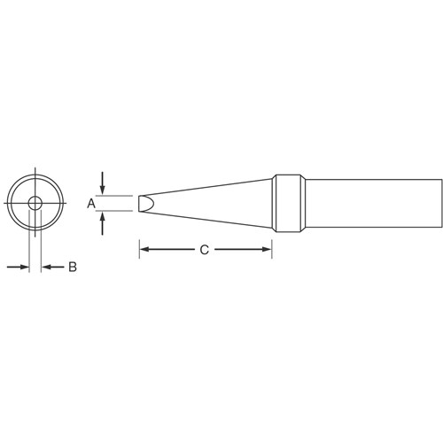 Weller ETCC - ET Series Single Flat Soldering Tip for PES51 Iron - 0.125" x 0.625"