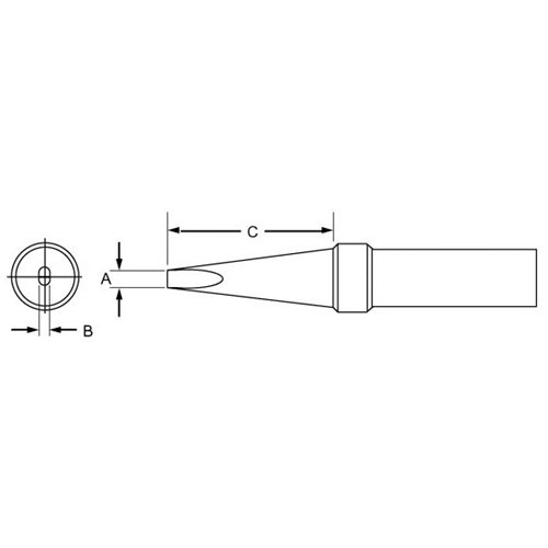 Weller PTC7 - PT Series Screwdriver Soldering Tip for TC201 Irons - 700° - 0.125" x 0.62"