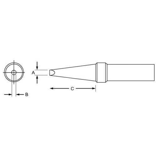 Weller PTCC7 - PT Series Single Flat Soldering Tip for TC201 Irons - 700° - 0.125" x 0.62"