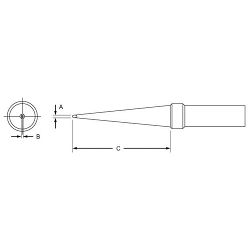 Weller PTK8 - PT Series Long Screwdriver Soldering Tip for TC201 Irons - 800° - 0.046" x 1"