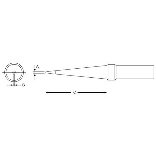 Weller PTO8 - PT Series Long Conical Soldering Tip for TC201 Irons - 800° - 0.031" x 1"