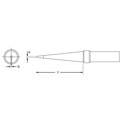 Weller PTS7 - PT Series Long Conical Soldering Tip for TC201 Irons - 700° - 0.015" x 1"