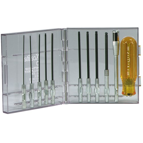 Xcelite 99PS40BP - Series 99 Compact Ballpoint Allen Hex Socket Type Screwdriver Set - Clear Plastic