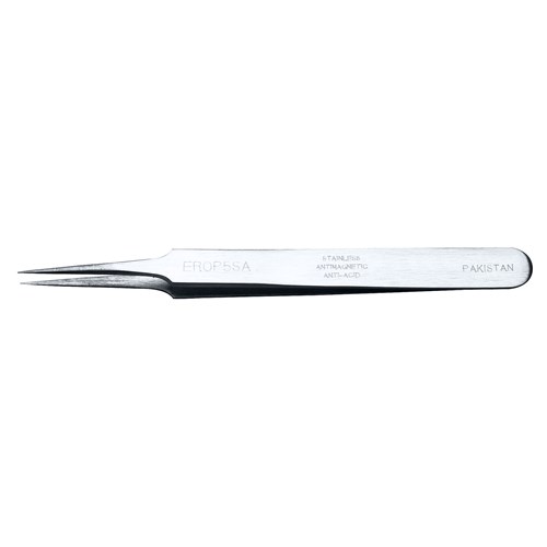 Erem EROP5SA - Stainless Steel Anti-Magnetic Tweezers - Straight Very Fine Tips - Smooth - 4.5"