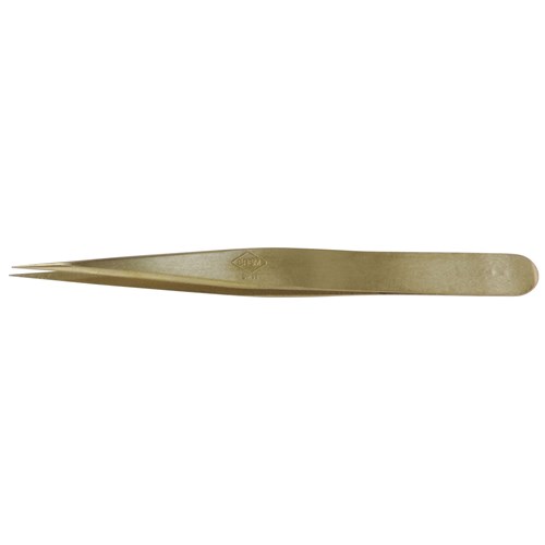 Erem AM - Brass Anti-Magnetic Precision Tweezers - Straight Fine Tips - Smooth - 4.921"