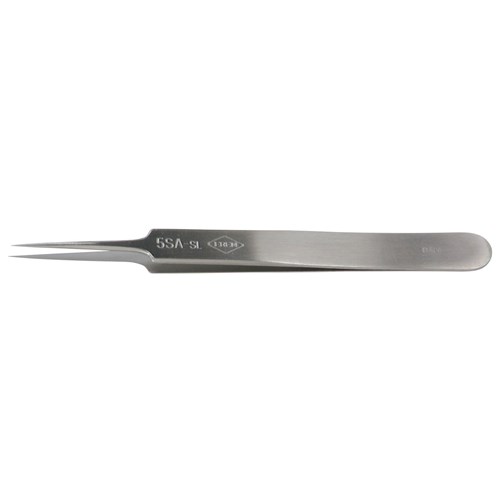 Erem 5SASL - Stainless Steel Anti-Magnetic Economy Precision Tweezers - Straight Very Fine Tips - Smooth - 4.528"