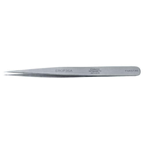 Erem EROP3SA - Stainless Steel Anti-Magnetic Tweezers - Straight Very Fine Tips - Smooth - 4.75"