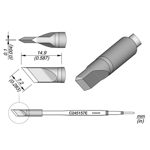 JBC Tools C245157E - Extended Tip Life Soldering Cartridge - Knife - 7.2 x 2.1