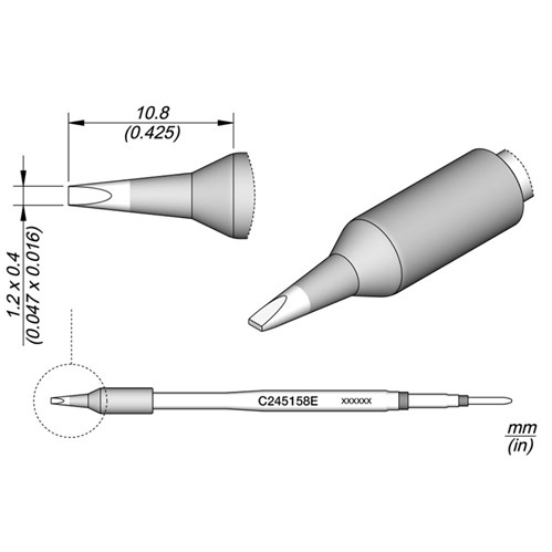 JBC Tools C245158E - Extended Tip Life Soldering Cartridge - Chisel - 1.2 x 0.4