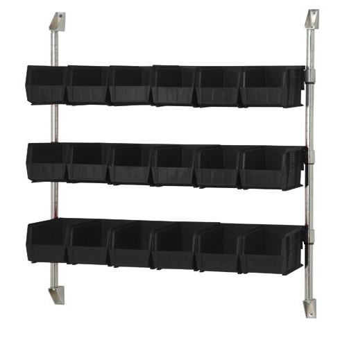 Quantum CAN-34-36BH-230BK - Cantilever Bin Holder Post Wall Mount - 36"W x 10-7/8"D x 34"H