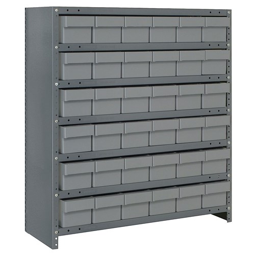 Quantum Storage Systems CL1239-601 GY - Super Tuff Euro Series Closed Style Steel Shelving w/36 Bins - 12" x 36" x 39" - Gray