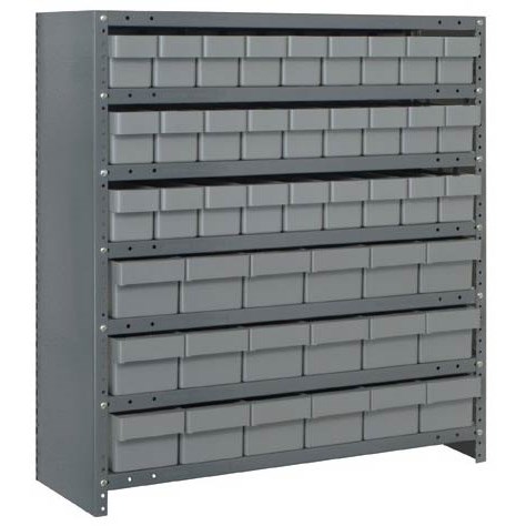 Quantum Storage Systems CL1839-624 GY - Super Tuff Euro Series Closed Style Steel Shelving w/45 Bins - 18" x 36" x 39" - Gray