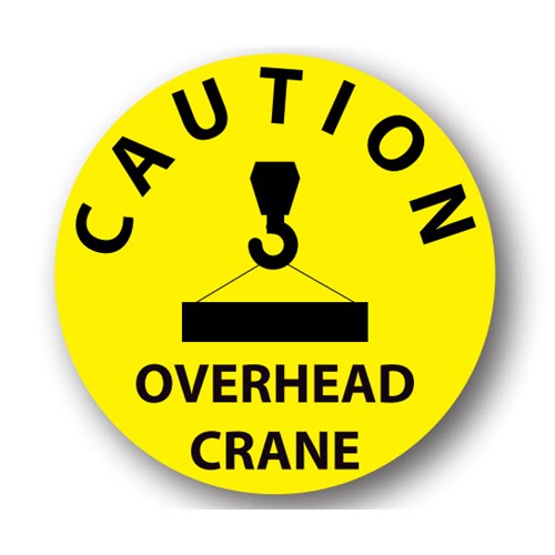 Ergomat UEN-0582 - DSV-SIGN 400 Durastripe Circle Floor Sign - Caution Overhead Crane - 20"