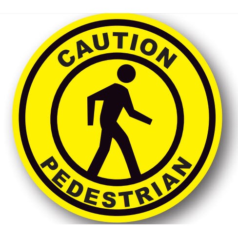 Ergomat UEN-6070 - DSV-SIGN 289 Durastripe Circle Floor Sign - Caution Pedestrian - 17"