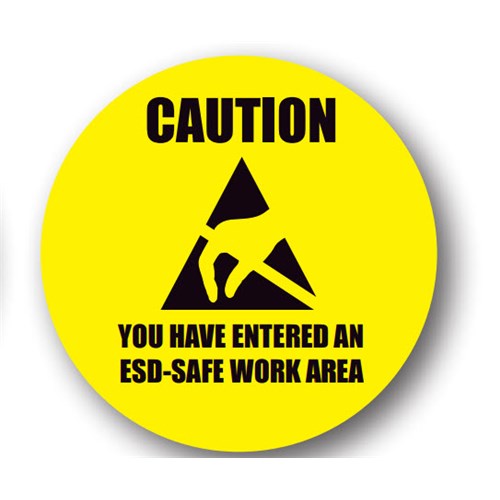 Ergomat UEN-6046 - DSV-SIGN 289 Durastripe Circle Floor Sign - Caution You Have Entered An ESD-Safe Work Area - 17"