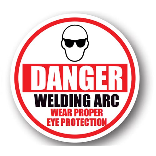 Ergomat UEN-1977 - DSV-SIGN 400 Durastripe Circle Floor Sign - Danger Welding Arc Wear Proper Eye Protection - 20"