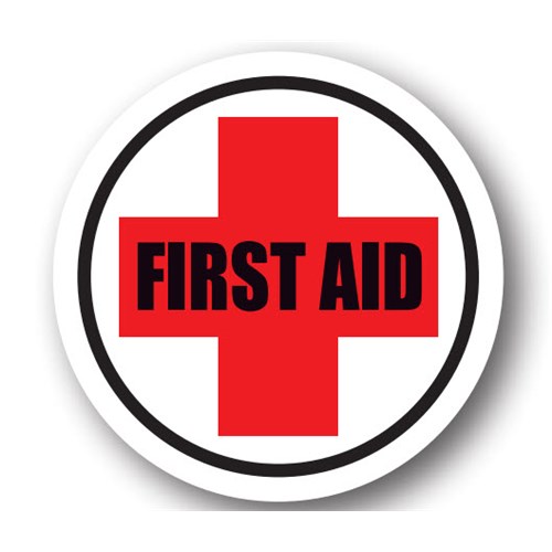 Ergomat UEN-3089 - DSV-SIGN 576 Durastripe Circle Floor Sign - FIRST AID (Cross) - 24"