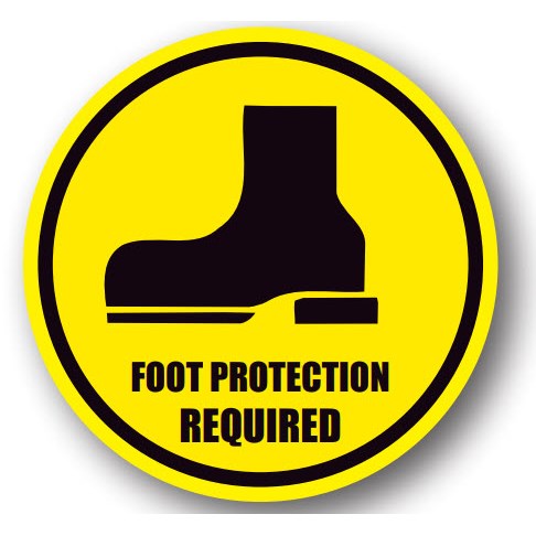 Ergomat UEN-6007 - DSV-SIGN 289 Durastripe Circle Floor Sign - Foot Protection Required - 17"