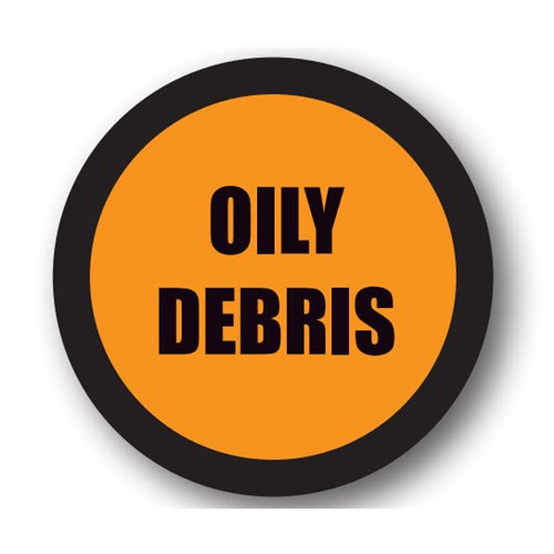 Ergomat UEN-3048 - DSV-SIGN 900 Durastripe Circle Floor Sign - OILY DEBRIS - 30"