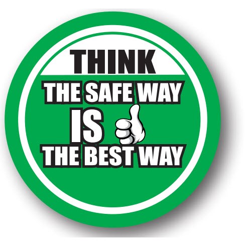 Ergomat UEN-0560 - DSV-SIGN 289 Durastripe Circle Floor Sign - Think The Safe Way Is The Best Way - 17"