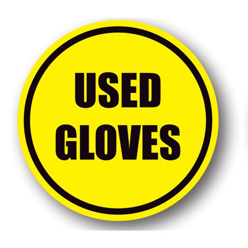 Ergomat UEN-6059 - DSV-SIGN 289 Durastripe Circle Floor Sign - "Used Gloves" - 17"