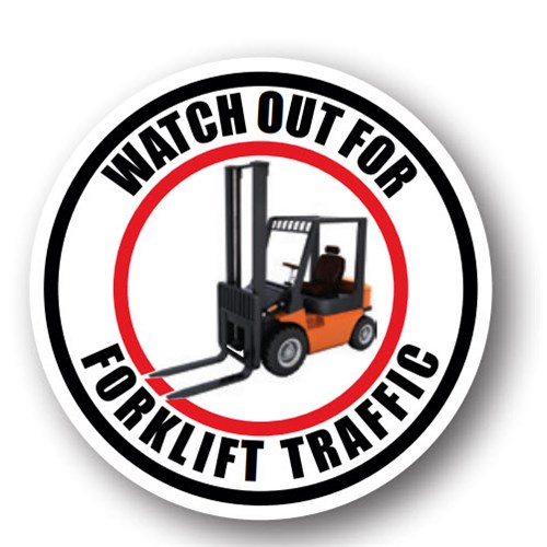 Ergomat UEN-0516 - DSV-SIGN 1024 Durastripe Circle Floor Sign - Watch Out For Forklift Traffic - 32"