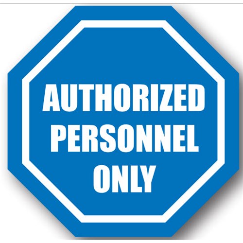 Ergomat UEN-0906 - DSV-SIGN 1024 Durastripe Octagon Floor Sign - Authorized Personnel Only - 32"