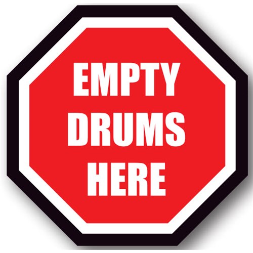 Ergomat UEN-0950 - DSV-SIGN 256 Durastripe Octagon Floor Sign - Empty Drums Here - 16"