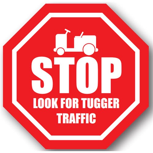 Ergomat UEN-1036 - DSV-SIGN 576 Durastripe Octagon Floor Sign - Stop Look for Tugger Traffic - 24"