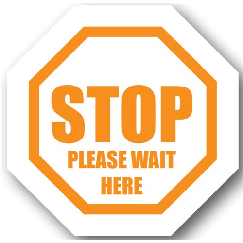 Ergomat UEN-0928 - DSV-SIGN 576 Durastripe Octagon Floor Sign - Stop Please Wait Here - 24"