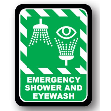 Ergomat UEN-2301 - DSV-SIGN 1600 Durastripe Rectangle Floor Sign - EMERGENCY SHOWER AND EYEWASH - 50" x 32"