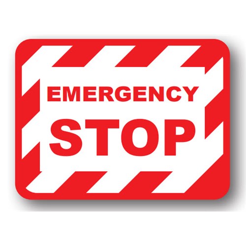 Ergomat UEN-7016 - DSV-SIGN 144 Durastripe Rectangle Floor Sign - Emergency Stop - 12" x 12"