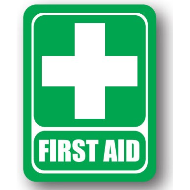 Ergomat UEN-2336 - DSV-SIGN 972 Durastripe Rectangle Floor Sign - FIRST AID - 36" x 27"