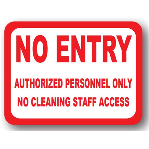 Ergomat UEN-7034 - DSV-SIGN 144 Durastripe Rectangle Floor Sign - No Entry Authorized Personnel Only No Cleaning Staff Access - 12" x 12"