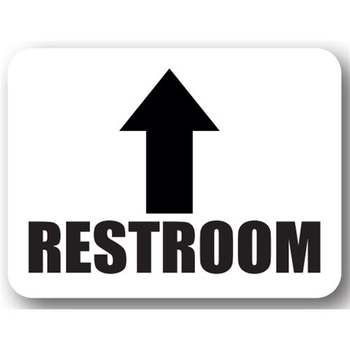 Ergomat UEN-2346 - DSV-SIGN 432 Durastripe Rectangle Floor Sign - Restroom(Arrow) - 24" x 18"