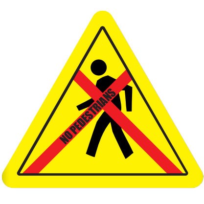 Ergomat UEN-1403 - DSV-SIGN 256 Durastripe Triangle Floor Sign - No Pedestrians - 16"