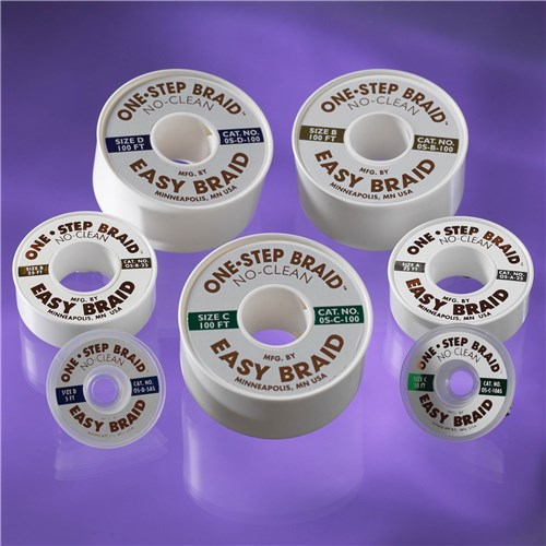 Easy Braid OS-E-10AS - One-Step No-Clean Desoldering Braid - Anti-Static - 0.125" W - 10' L - Brown - 25 Spools/Package