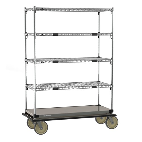 InterMetro Industries ECM45XS Super Adjustable Super Erecta Transport and Exchage Cart - Stainless Steel Bottom Shelf - 21" x 48"